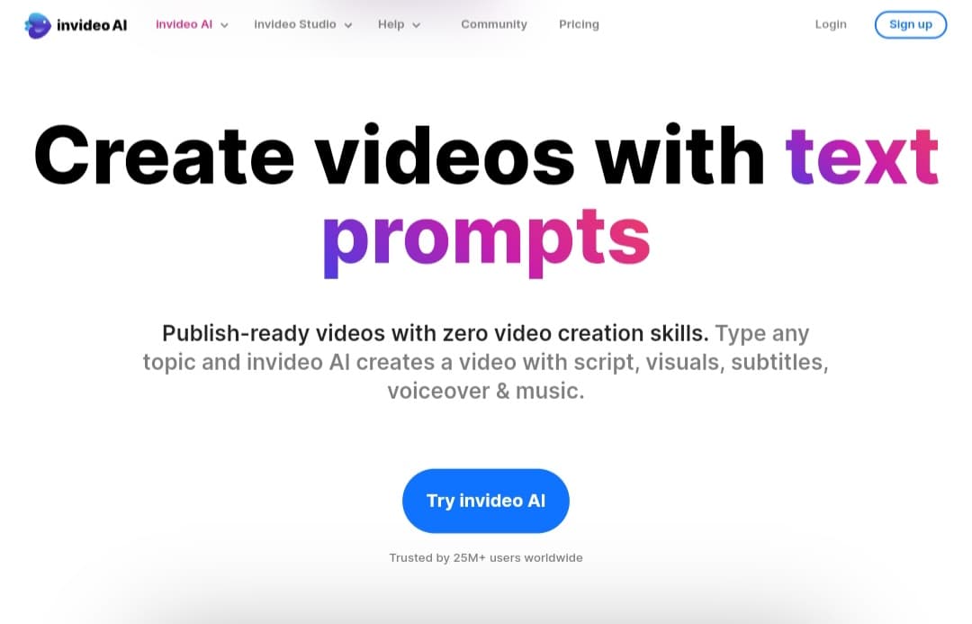 InVideo: إنشاء فيديوهات بالذكاء الاصطناعي واجهة InVideo لإنشاء تعديل مقاطع الفيديو بالذكاء الاصطناعي