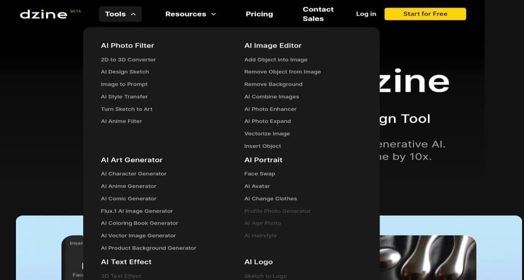 Dzine.ai: منصة تصميم بالذكاء الاصطناعي للصور والرسومات.