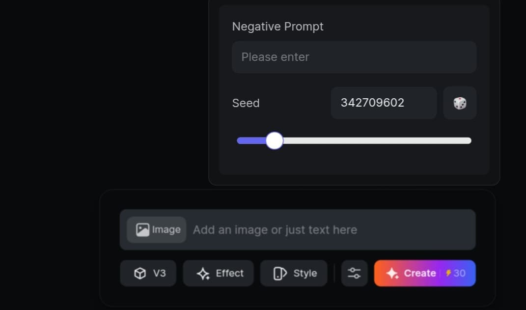 مربع إدخال النص السلبي "Negative Prompt" والتحكم في ال "Seed"