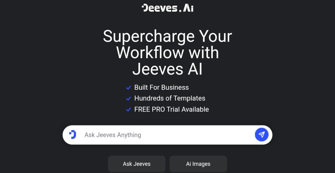 واجهة Jeeves.ai لإنشاء المحتوى وحلول المشكلات
