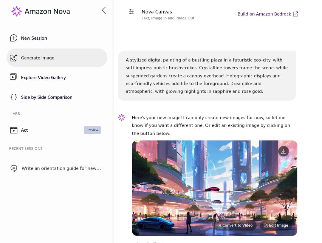 مثال على توليد الصور بواسطة نموذج الذكاء الاصطناعي Amazon Nova Canvas مثال على توليد الصور بواسطة نموذج الذكاء الاصطناعي Amazon Nova Canvas