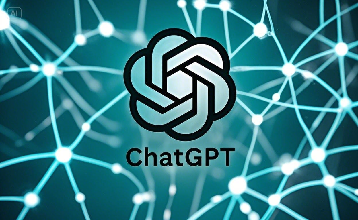 OpenAI logo with ChatGPT on a vibrant green background